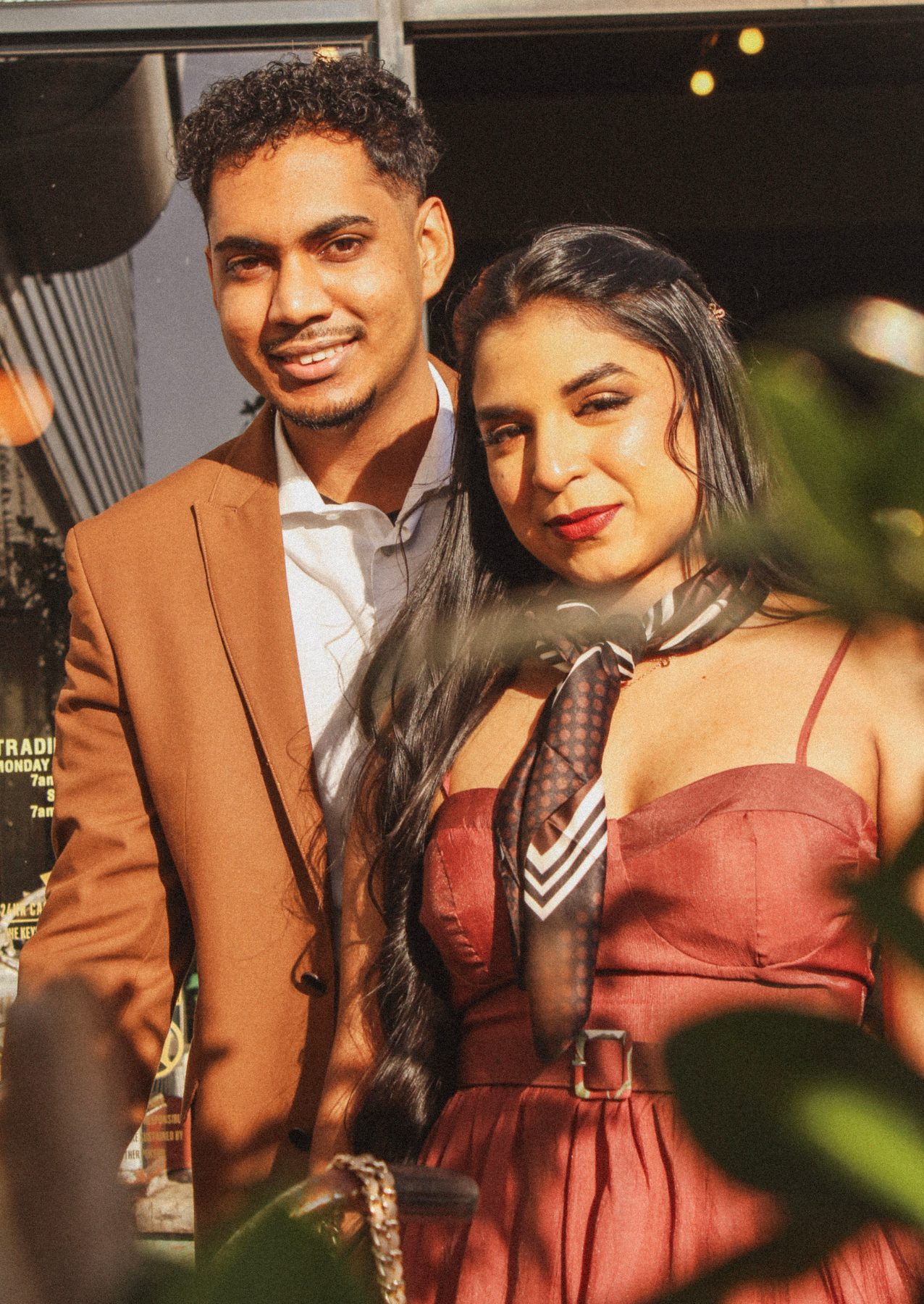 Golden hour portrait of the couple
